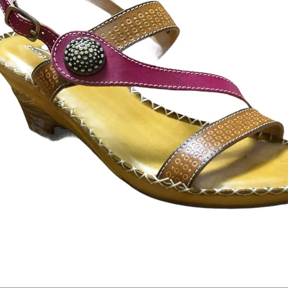 Spring Step Small Heel Sandals Leather Size 39 Pre-Loved - Picture 5 of 16
